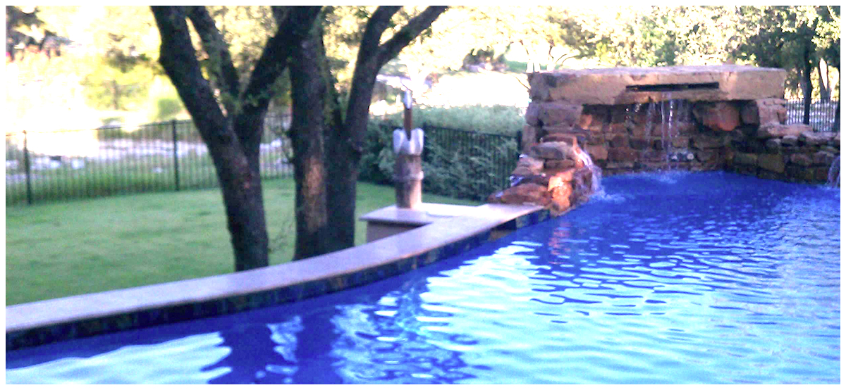 Austin Pool with Rock Fountain