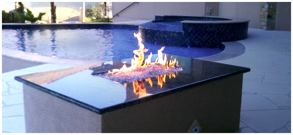 Austin Poolside Fire Pit with Black Granite Top